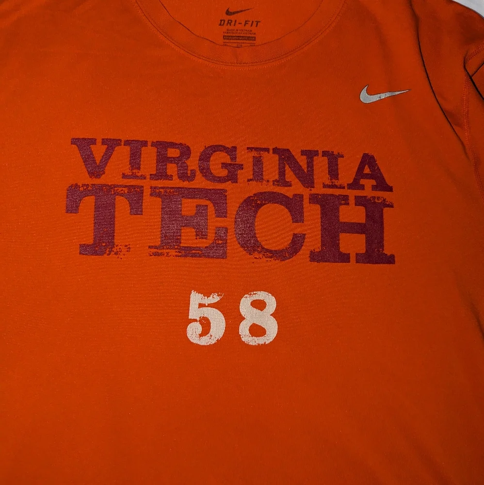 Nike Virginia Tech Hokies 'Draw The Line' Men's XXL Dri-fit Shirt Sleeve T-Shirt - Picture 2 of 5